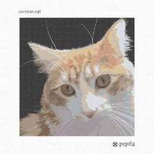 Curious Cat Needlepoint Kit or Canvas