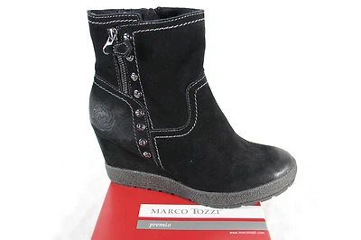 Marco Tozzi Bottes Bottines Noir Semelle Compensée Doublé Neuf - Photo 1/4