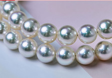 Graceful17"9-10mm South Sea Genuine white round Pearl Necklace men women jewelry