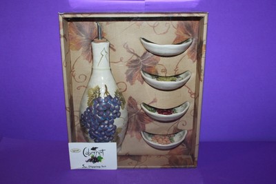 Tabletops Unlimited Cabarnet Hand Painted Dipping Set New in Box