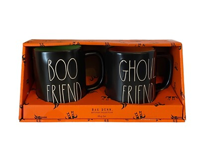 #ad Rae Dunn Black Halloween Mug “GHOUL FRIEND” quot;BOO FRIENDquot; Set BRAND NEW $8.00