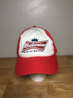 Womens BUDWEISER SPARKLE HAT Relaxed-Fit King-Of-Beers White/Red Glitter Ladies!