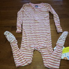 Kickee Pants Bamboo Toddler Girl Fresh Water Stripe Footie 4T New Sample Sale PJ