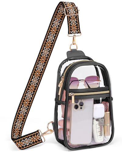 Clear Sling Bag - Stadium Approved Clear Bag for Sport Concert 01_black