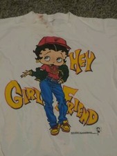 Vintage 90s Betty Boop Hey Girlfriend White T-Shirt Size XL Made in USA 1992