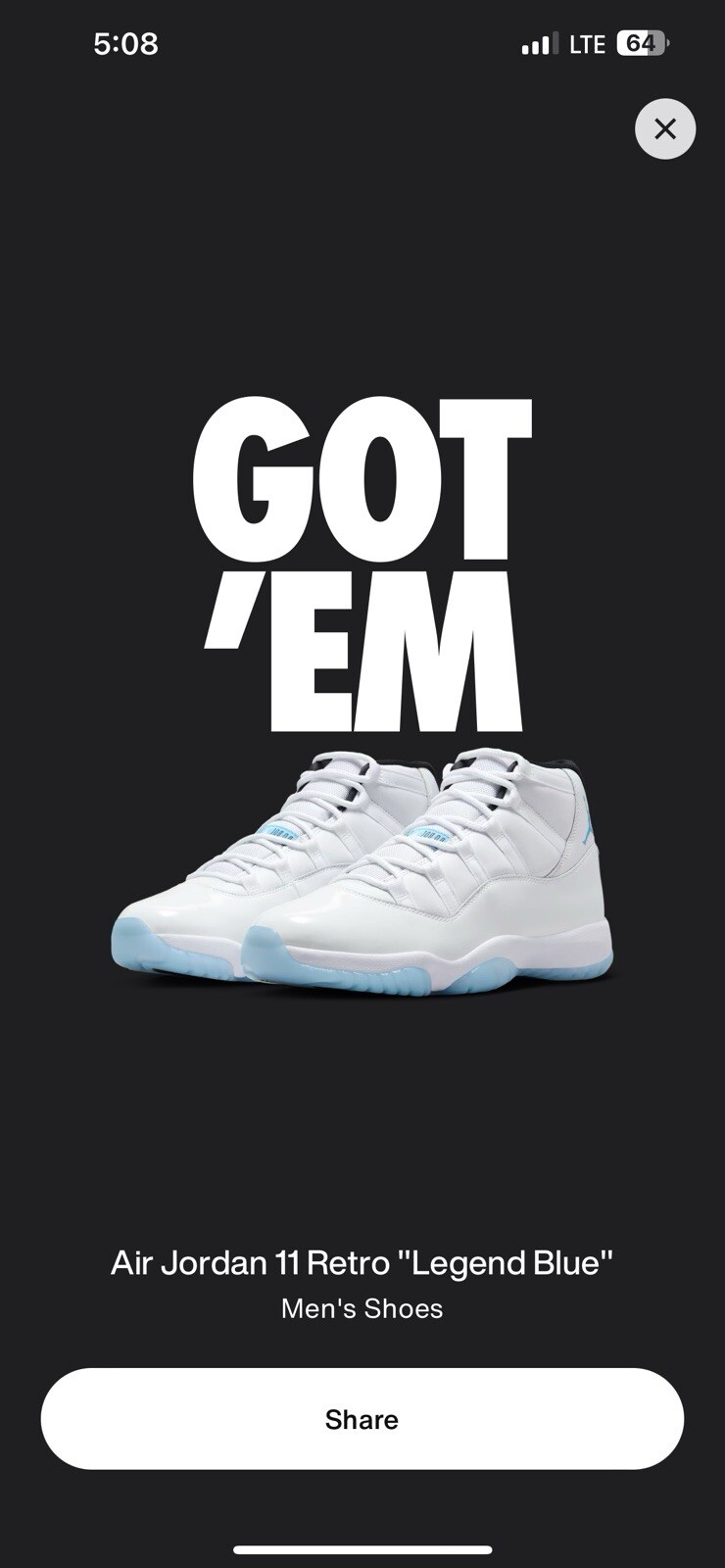 Jordan 11 Retro Low Legend Blue Sneakers Size 8