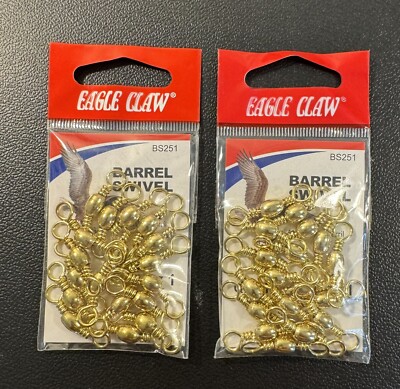Eagle Claw Barrel Swivel~Brass~Size 1~18 In Pack~(Lot of 2)~BS251~NEW!!!!!