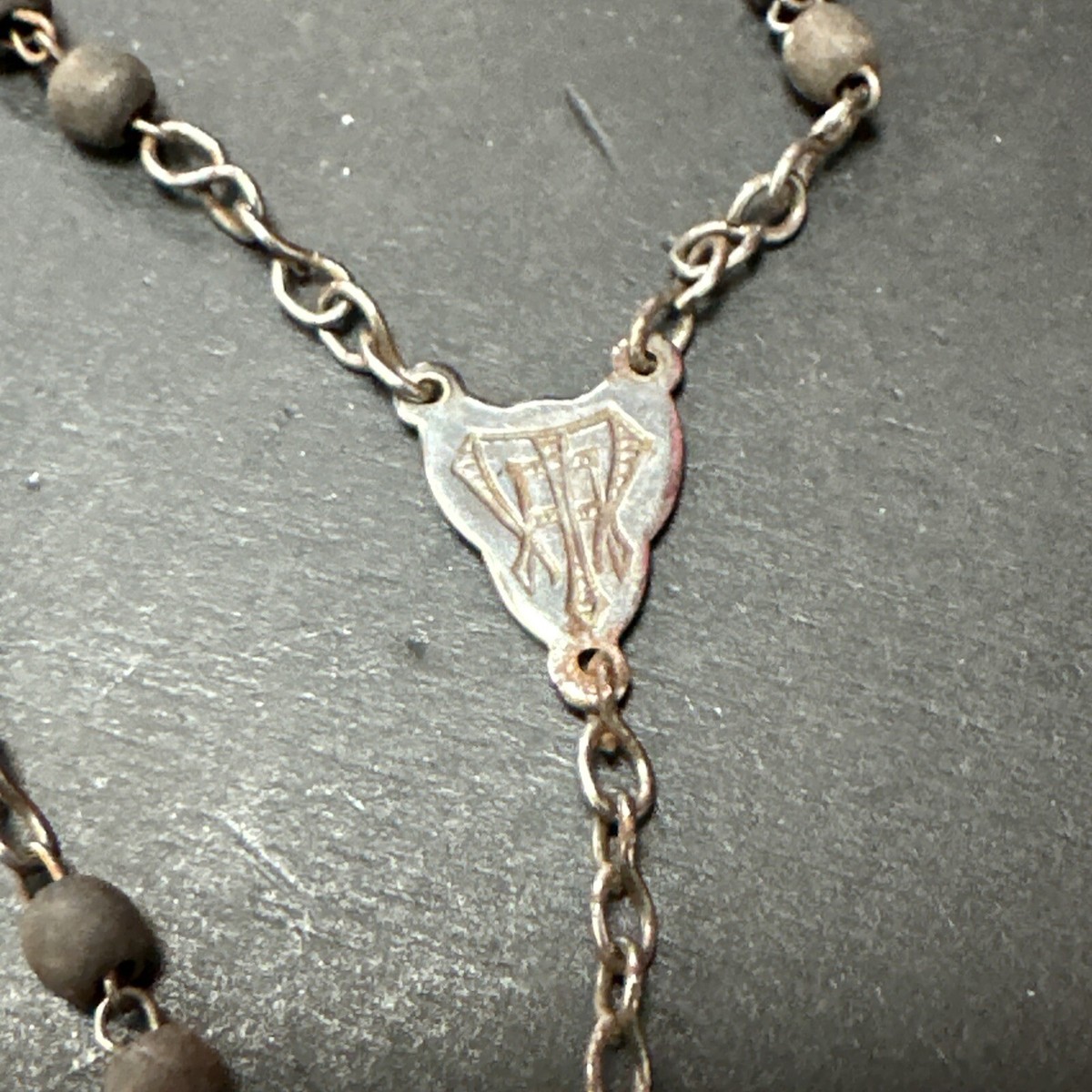 Rare Chapelet Ancien XIXème – Acier Et Boule Croix Reliquaire – CH103