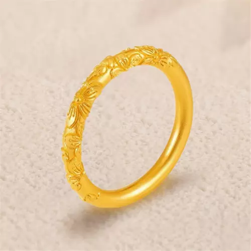 999 24K Yellow Gold Band Women Lucky Cherry Flower Ring US 4-10 0.5-0.6g - Picture 1 of 5