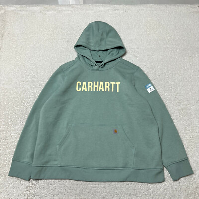 Carhartt Hoodie Womens 3X Green Relaxed Fit Midweight Fleece