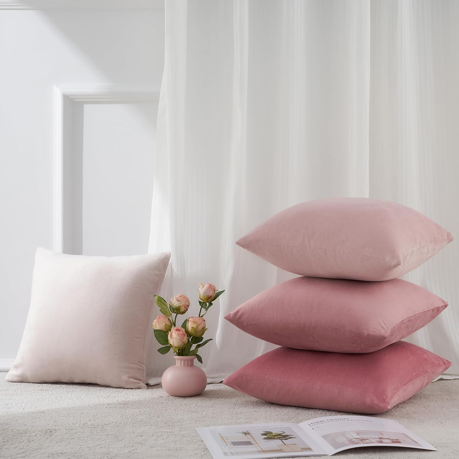 peiyeety Copricuscini decorativi rosa e blu con motivo a cuore