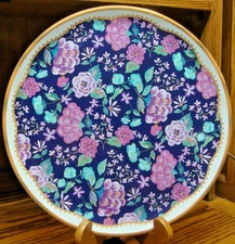 "Dash of That" Round Heavy 14" Melamine Serving Tray Platter~Purple Flowers  898