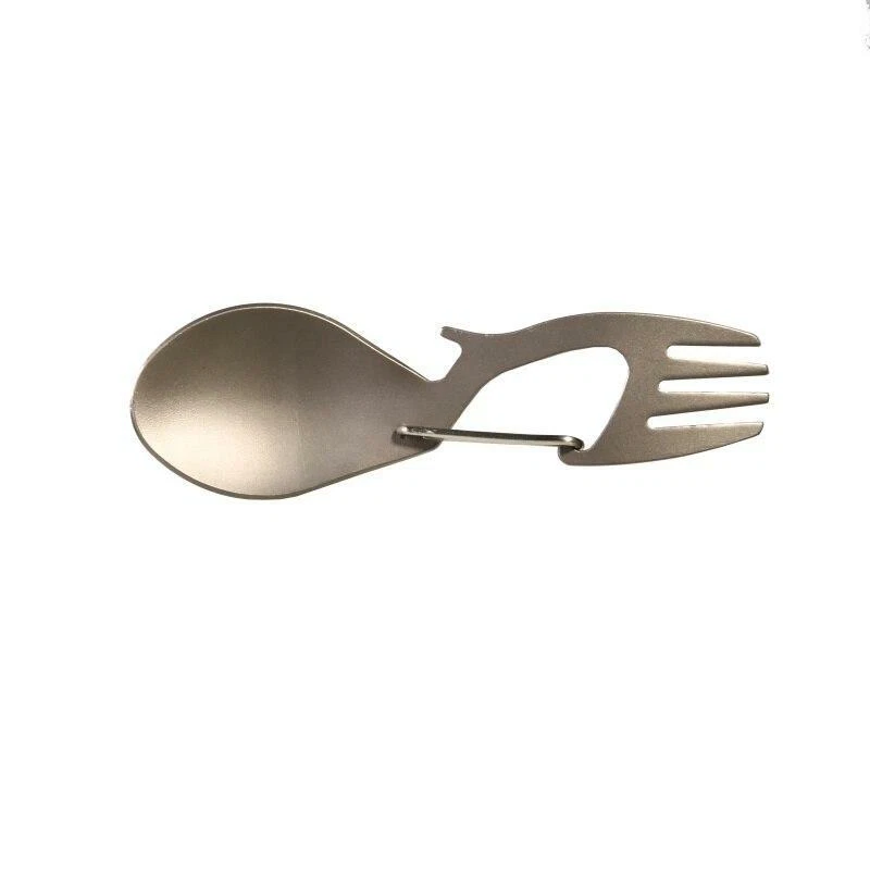 Multi-Tool Titanium Construction Spork Multi-Function Spoon Fork Carabiner Bottl