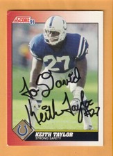 Keith Taylor Indianapolis Colts AUTO Signed 1991 Score Illinois Fighting Illini