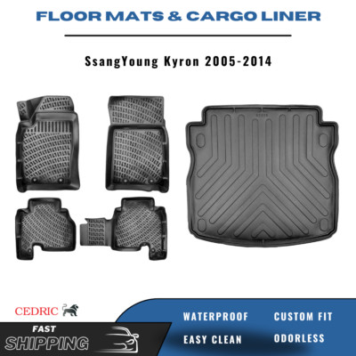 Car Floor Mats &Trunk Cargo Liner for SsangYong Kyron 2005-2014 3D TPE FULL Set