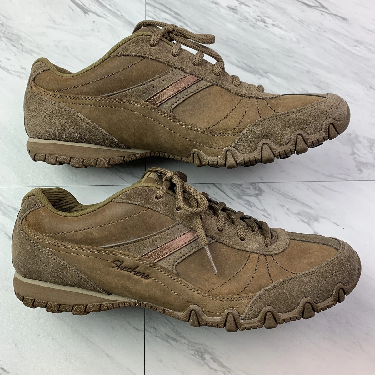 Skechers Womens size 10 Sneakers Brown Leather 49015 Lace Up