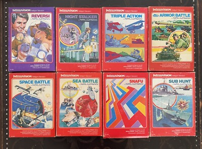Mattel Intellivision 8 Game Lot: Armor Space Sea Battle, Snafu, Reversi +++ CIB