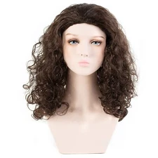 Onedor Kids Long Curly Hair Halloween Cosplay Wig (Chocolate Brown Brunette)