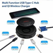 SYBA 6-in-1 USB 3.1 Gen 1 Type-C Hub Docking Station with 10W QI Wireless Charge
