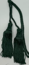 Hunter Green Chair Tie 4" Tassels 22" Cord Spread Lot Of 2 Holiday Decor