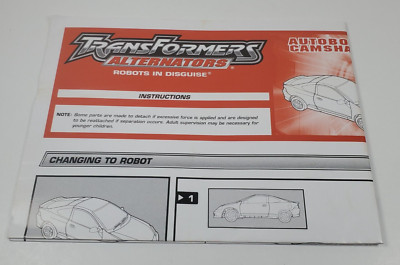 Transformers Instruction Sheet for Alternators Autobot Camshaft Figure Hasbro