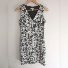 Halston Black White V-Neck Sheath Dress Size  XS