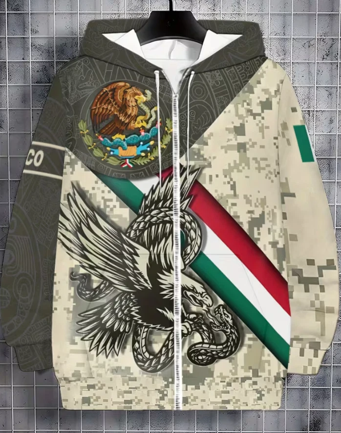 Mexican Flag Camo Design 3D Print Hoodie Unisex S-5XL