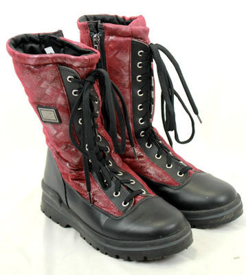 OLANG GLAMOUR WOMEN'S RED/BLACK WINTER BOOTS WITH ICE CLEATS SIZE 40 EUC!
