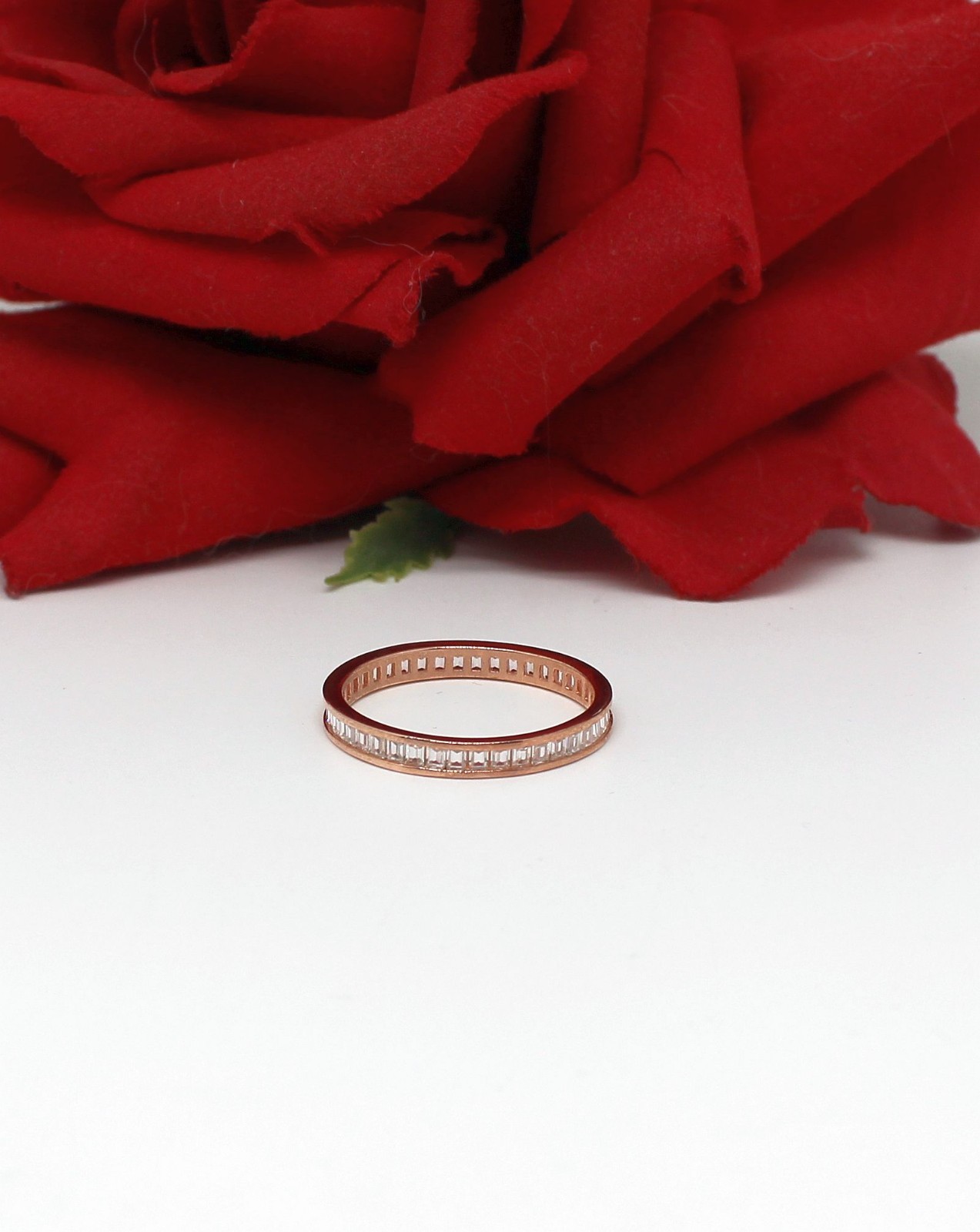 Sterling Silver Rose Gold Vermeil CZ Ring Size 11 Omega Cat Barrettylumow  