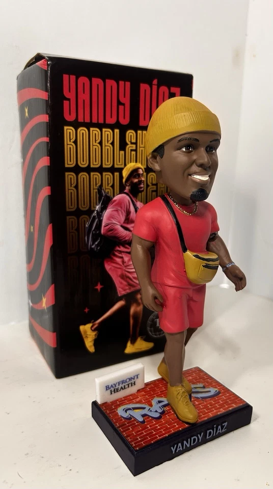 Yandy Diaz Bobblehead- MLB Tampa Bay Rays - Promo 2024. Bonus TB Lightning Puck. - Image 3 of 4