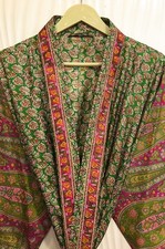 Pure Silk Green and Pink kimono Long Robe Gown Woman Silk Kimono KMO5551