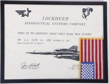 Patch Flown in SR-71 Blackbird with Signed Certificate from Lockheed/Skunkworks
