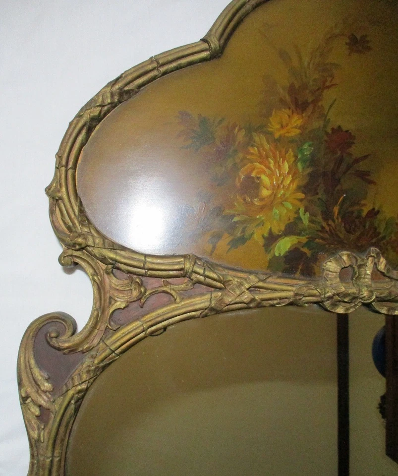Espejo de pared francés de madera dorada Trumeau Belle Epoque de finales del siglo XIX antiguo Foto 3 de 4