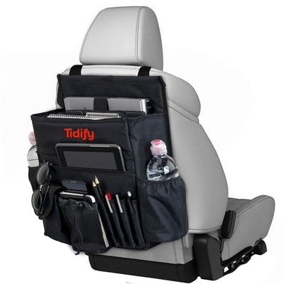  Back Seat Car Organizer with Dedicated Tablet and Laptop Storage Black