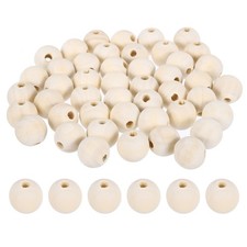50Pcs 18mm Wood Beads, Unfinished Wooden Natural Beads Wood Spacer Beads