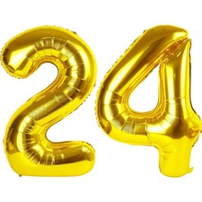 40 Inch Gold Number 24 Balloons Foil Digital Helium Number Balloons  for 24t...