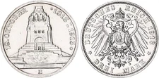 Kaiserreich-Sachsen 3 Mark Silber 1913 E Völkerschlachtdenkmal vz-st 133033