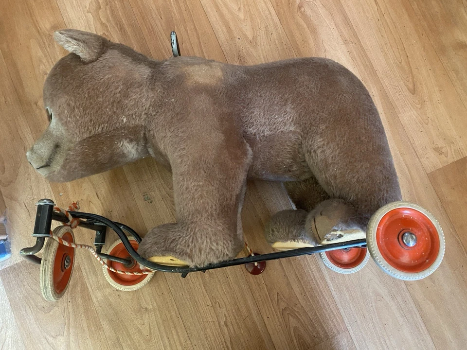 Steiff Bär Auf Rädern Reittier Antik Vintage Stofftier - Bild 2 von 4