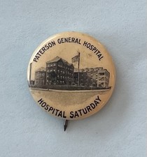 Early 1900&rsquo;s New Jersey Paterson General Hospital Pinback Whitehead & Hoag