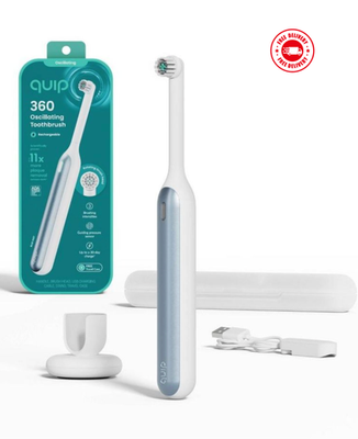 #ad #ad quip 360 Oscillating Rechargeable Electric Toothbrush Travel Case White Blue $35.99