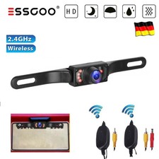 ESSGOO Kabellos Nummernschild Rückfahrkamera Weitwinkel IR Wasserfest Nachtsicht