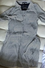 GUESS Women’s Striped Button Down Dress Size Large Black and White Short Sleeve
