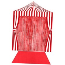 6 Pcs Carnival Circus Party Decorations Set Red White Circus Tent with Tinsel