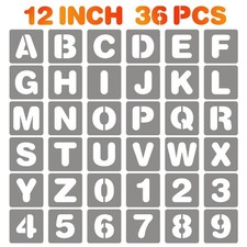 BAMIDELE 12 Inch Letter and Number Stencils, 36 Pcs Reusable Plastic Alphabet...