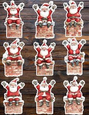Santa On Chimney Die Cut Vinyl Stickers Set Scrapbooking Laptop Waterbottle