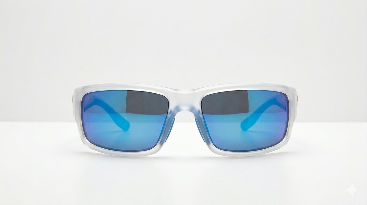 Costa Del Mar Fantail Matte Clear frame Blue mirror 580 glass lens