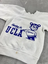 Vintage 60s UCLA Bruins Sweatshirt Kids Size 4 White Collegiate Pacific Bear