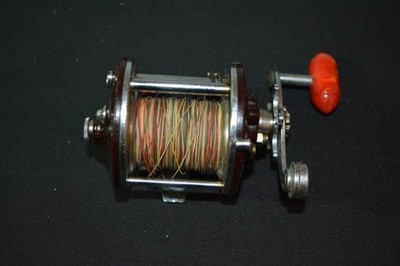 VINTAGE PENN PEERLESS NO. 9 LEVEL WIND FISHING REEL MADE IN U.S.A. red knob