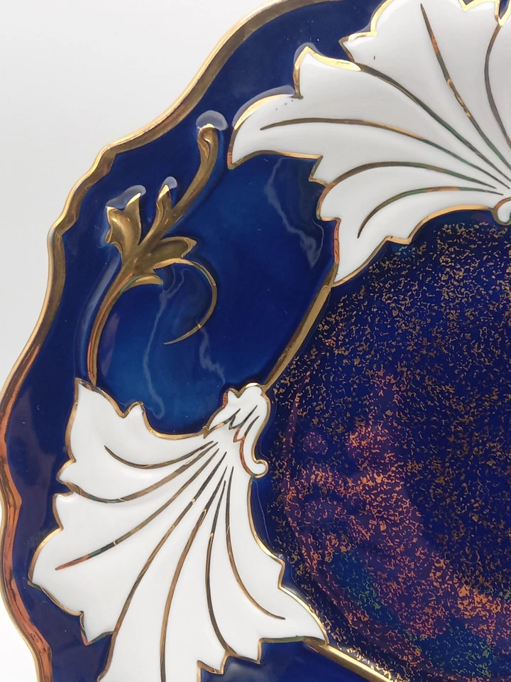 Weimar Porzellan Prunkteller / Prunkschale Ø 32cm kobalt/weiß/ Golddekor - Bild 3 von 4