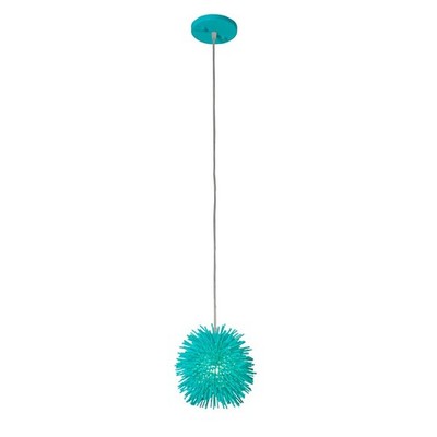 Varaluz Urchin 1 Light Uber Mini Pendant, Aqua Velvet - 169M01SAQ